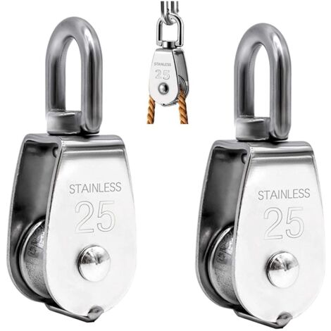 lot De 2 Poulie De Levage, Poulie Simple En Acier Inoxydable 304 Poulie Simple M25 Charge 150kg