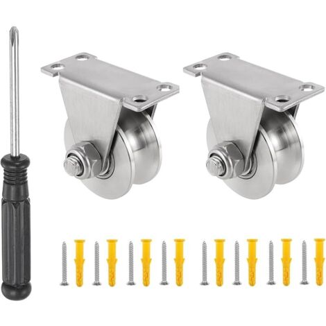 Lot de 2 poulies avec 2 roulements à billes, poulie de fitness en acier inoxydable 304, poulies de 32 mm pour cordes de 10 mm, capacité de charge 250 kg