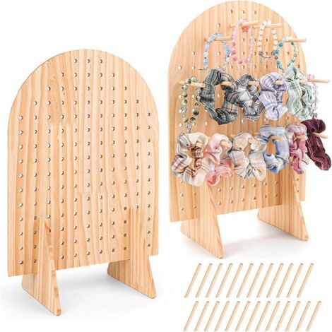 Lot de 2 présentoirs à chevilles en bois avec 25 tiges de bois - Voir photo -