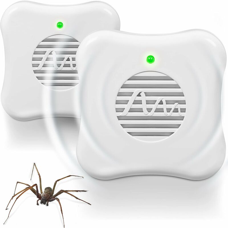Lot de 2 Prise Anti Araignée Répulsif à Ultrasons Contre Les Araignées Antiparasitaire Ultrasonique pour Usage intérieur Contre Les Araignées Portée