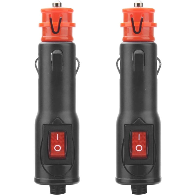 Lntyq - Lot de 2 prises allume-cigare de style européen - 12 v - Avec interrupteur rouge et fusible 10 a - Convient pour voiture, camion, voiture,