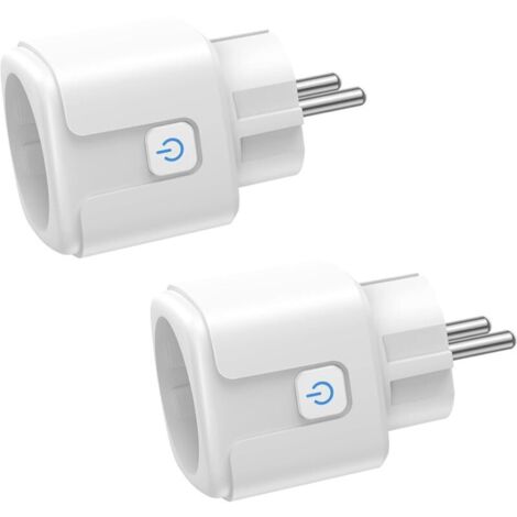 Lot de 2 prises connectées WiFi, 16 A 3680 W, suivi de la consommation, télécommande et commande vocale, compatibles avec Alexa/Google, norme française