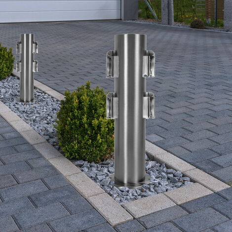 Prise de courant extérieur Prise de jardin à 2 compartiments pour pilier de puissance  extérieur, distributeur en acier inoxydable anthracite, DxH 7,6x30 cm,  jardin