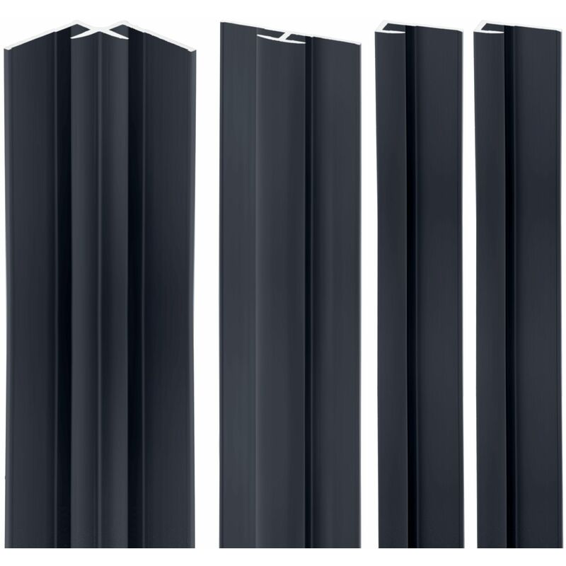Schulte - Lot de 2 profilés de finition + 1 profilé d'angle + 1 profilé d'extension pour panneau mural de douche, DécoDesign Anthracite, 255 cm