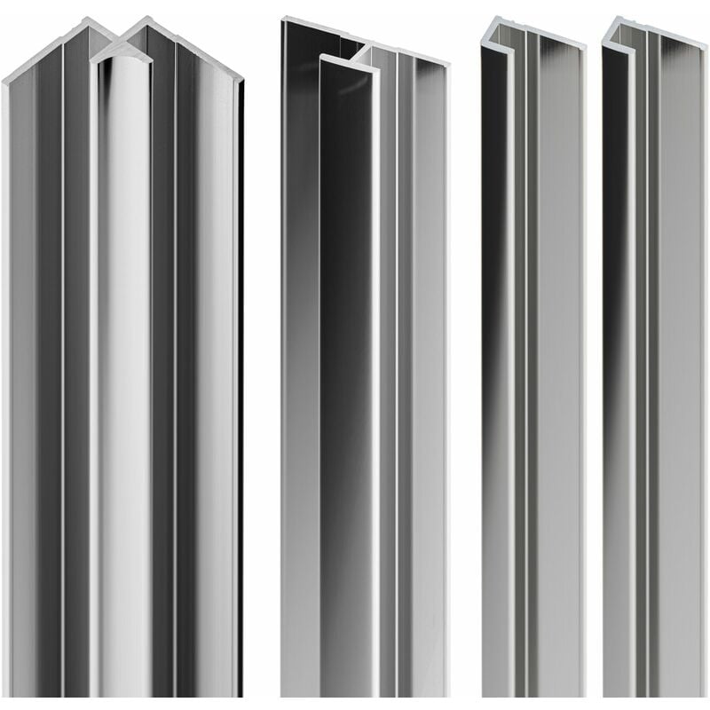 Lot de 2 profilés de finition + 1 profilé d'angle + 1 profilé d'extension pour panneau mural de douche, DécoDesign Schulte Chromé, 210 cm