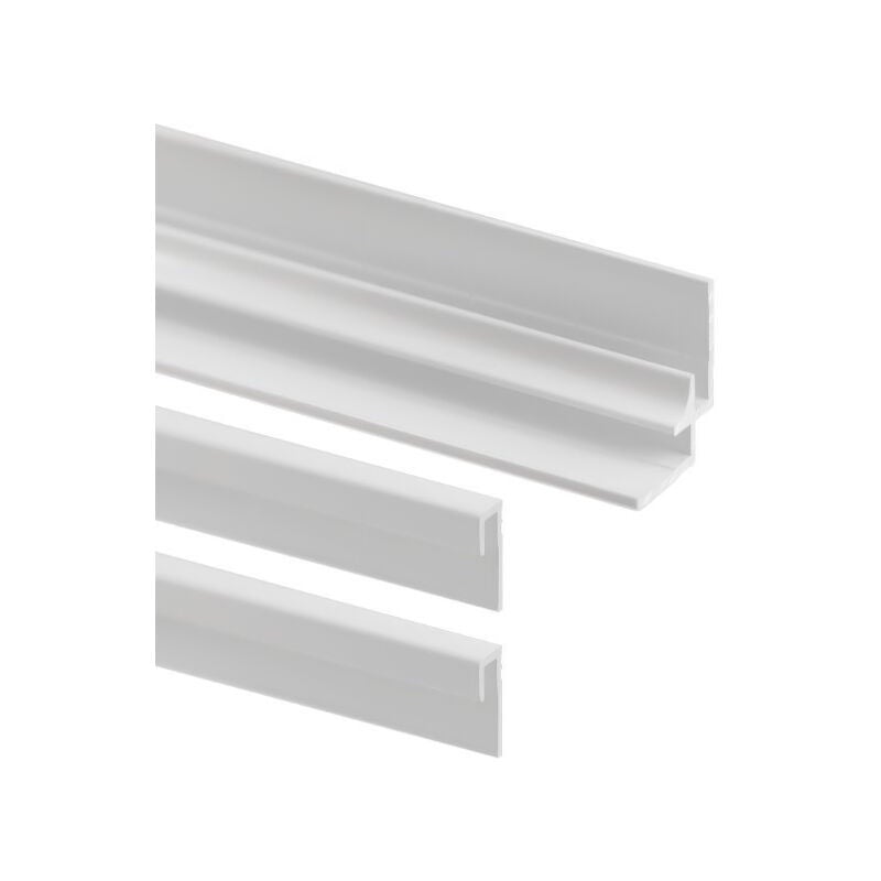 Schulte - Lot de 2 profilés de finition + 1 profilé d'angle pour panneau mural de douche, DécoDesign Blanc, 255 cm