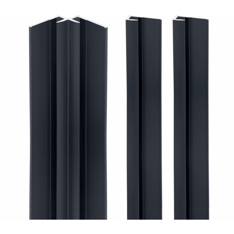 Lot de 2 profilés de finition + 1 profilé d'angle pour panneau mural de douche, DécoDesign Schulte Anthracite, 255 cm