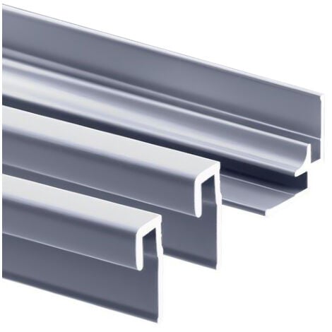 Lot de 2 profilés de finition + 1 profilé d'angle pour panneau mural de douche, DécoDesign, Schulte, Alu-argenté, 210 cm
