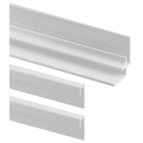 Lot de 2 profilés de finition + 1 profilé d'angle pour panneau mural de douche, DécoDesign, Schulte, Blanc, 210 cm