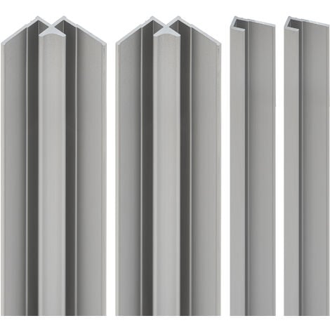 Lot de 2 profilés de finition + 2 profilés d'angle pour panneau mural de douche, DécoDesign, Schulte, Alu-argenté, 210 cm