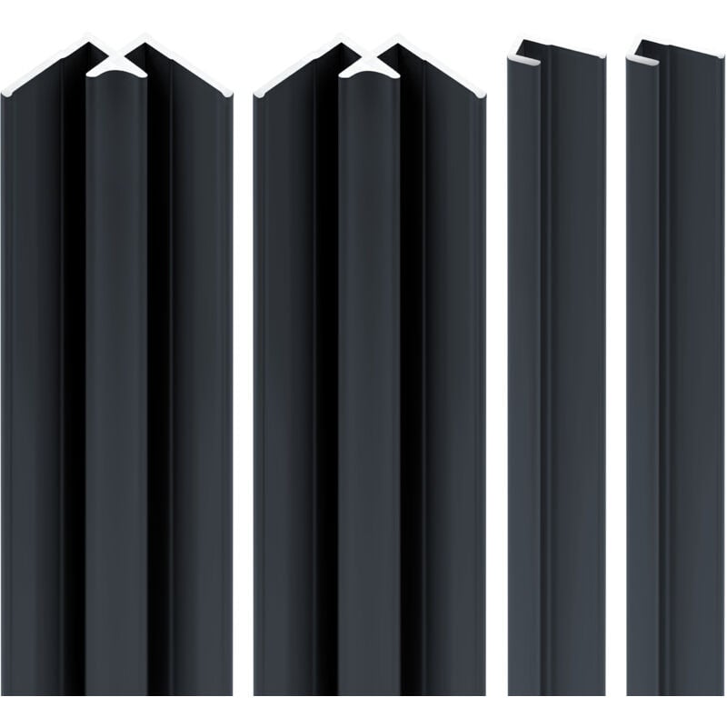 Schulte - Lot de 2 profilés de finition + 2 profilés d'angle pour panneau mural de douche, DécoDesign Anthracite, 255 cm