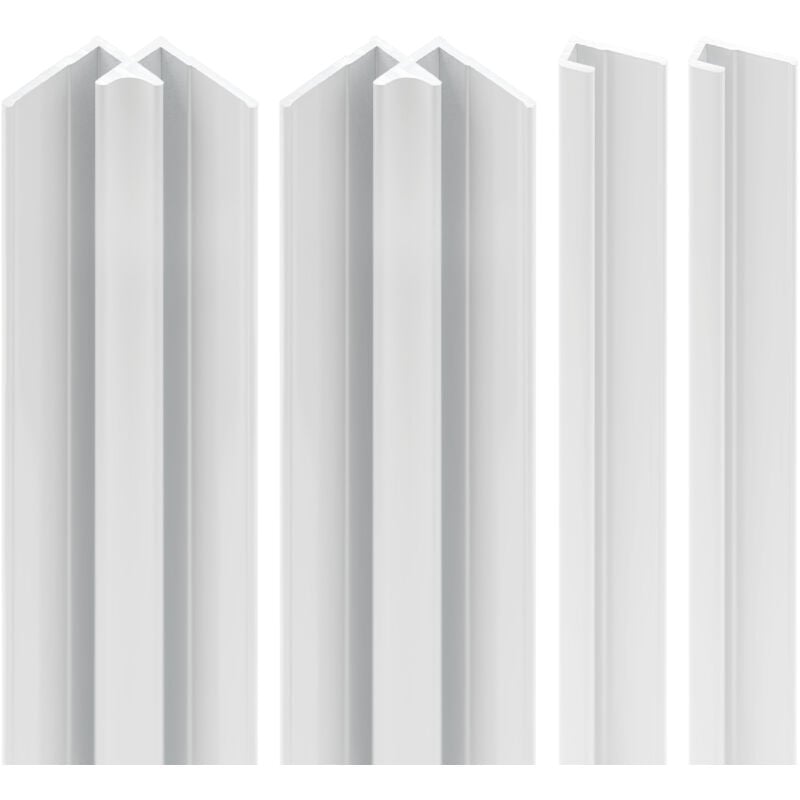Lot de 2 profilés de finition + 2 profilés d'angle pour panneau mural de douche, DécoDesign Schulte Blanc, 210 cm
