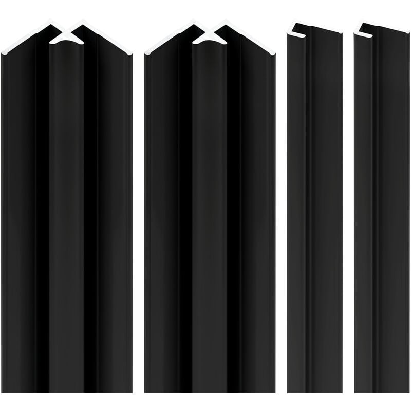 Lot de 2 profilés de finition + 2 profilés d'angle pour panneau mural de douche, DécoDesign Schulte Noir, 210 cm