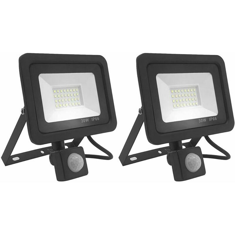 Lot de 2 Projecteur led 30W avec Détecteur de Mouvement, 2700LM, 6000K, IP66 Etanche, Spot Projecteur Extérieur à led
