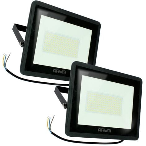 Lot de 2 Projecteur LED ATRIA 100W NOIR Eq 800W  IP65 extérieur  Température de Couleur: Blanc neutre 4000K
