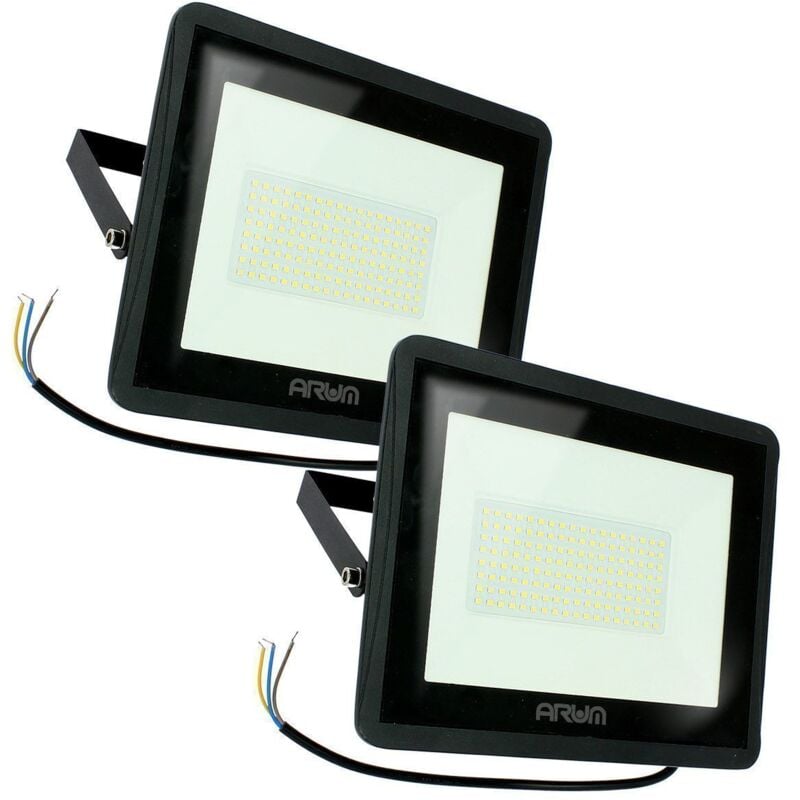 Lot de 2 Projecteur led atria 100W noir Eq 800W IP65 extérieur Température de Couleur: Blanc Chaud 3000K
