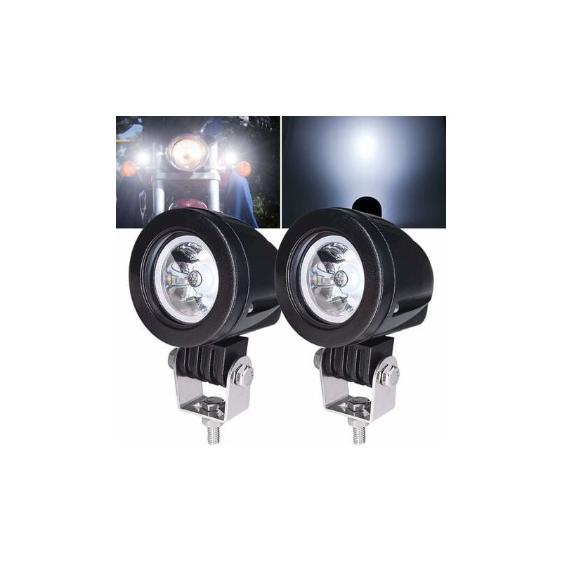 Gabrielle - Lot de 2 projecteurs de moto à led blanches 10 w, phare de moto à led de 3 pouces, phare antibrouillard de moto ultra léger, lampe de