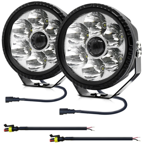 Lot de 2 projecteurs de travail LED 6000K 150W 5 pouces, ronds, étanches IP68, pour camions, motos, SUV, quads et bateaux, lumière blanche
