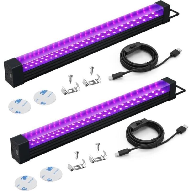 Lot de 2 Projecteurs LED 10W Lumière Noire UV 395nm, Idéale pour Décoration d'Halloween, Scène et Soirées Thématiques