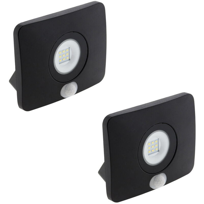 Lot de 2 projecteurs LED étanches 10W avec détecteur - Elexity Lot de 2 projecteurs LED étanches 10W avec détecteur - Elexity