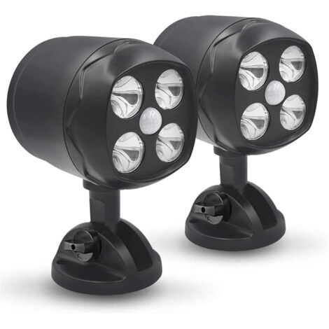 Lot de 2 projecteurs LED étanches à détecteur de mouvement PIR (4 projecteurs) pour éclairage de sécurité extérieur