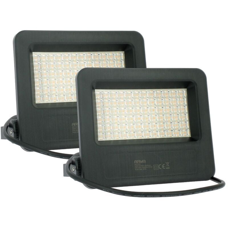 Lot de 2 Projecteurs led Extérieur 50W IP65 4500 Lumens strong Température de Couleur: Blanc neutre 4000K
