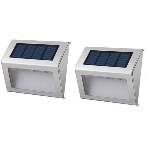 Lot de 2 projecteurs solaires WALLY Blanc Acier H10cm