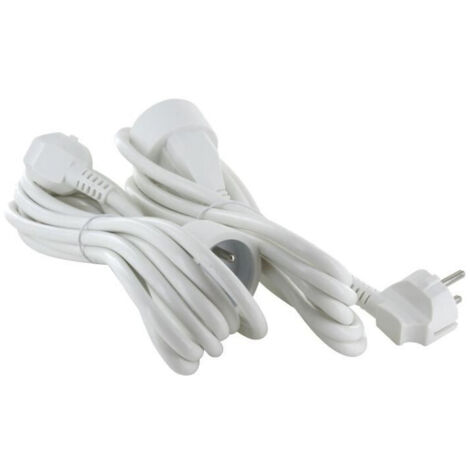 Lot de 2 prolongateurs - CHACON - HO5VVF 3 x 1,5 mm² - 3 m - Blanc