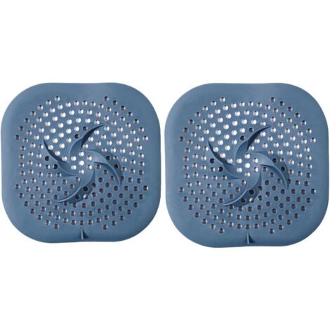 Lot de 2 protecteurs de vidange en silicone avec ventouse, filtre d'évier, attrape-cheveux, filtre pour salle de bain, baignoire, cuisine (bleu)