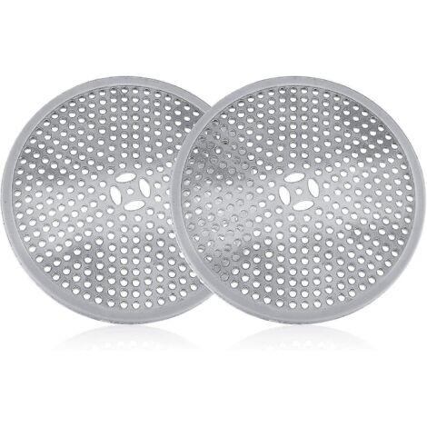 Lot de 2 protections de bonde de douche en acier inoxydable avec grille anti-cheveux et couvercle de bonde chromé de rechange.