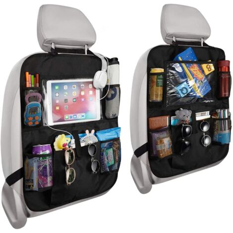 Lot de 2 protections pour siège arrière de voiture - Support transparent pour iPad permettant de ranger facilement jouets, livres, bouteilles ou aliments