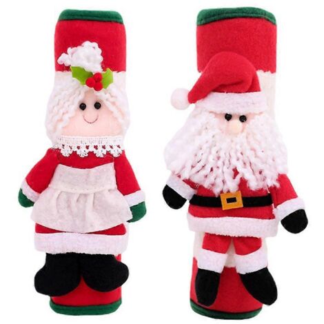 Lot de 2 protège-poignées de porte de réfrigérateur, four, micro-ondes et autres appareils de cuisine, motif Père Noël. Décorations de Noël.