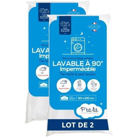 Lot de 2 Proteges matelas Bébé - 60x120 cm - Alese Imperméable et Micro Respirante - Lavable a 90°C - Souple et Silencieux