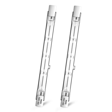 BEIJIYI Lot de 2 R7s Ampoule Halogène Crayon 500W 118mm, Ampoule Halogène Dimmable Blanc Chaud 2800K, T3 J118 Ampoule Projecteur Linéaire à Double Extrémité, 11000LM pour Travail, Sécurité, Paysage [Classe én