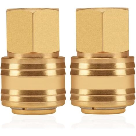 Lot de 2 raccords à air comprimé 1/4" - Raccord rapide à air comprimé - Raccord femelle 1/4" IG en laiton