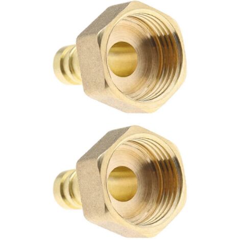 Lot de 2 raccords cannelés femelles en laiton de 10 mm (1/2 pouce) pour tuyau, adaptateur et coupleur pour carburant, air, gaz, eau et huile.