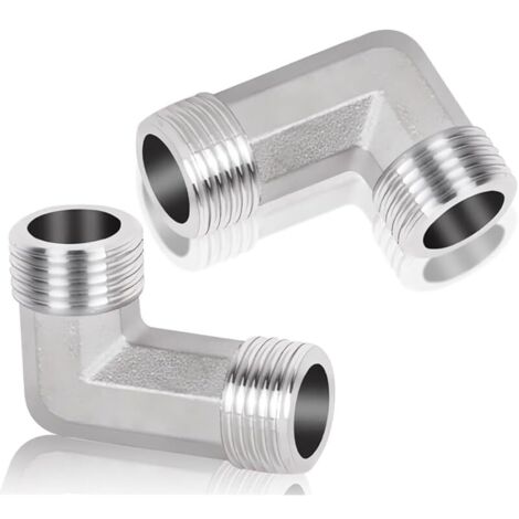 Lot de 2 raccords coudés en acier inoxydable 304 - 90° - Coude de tuyau en acier inoxydable DN25 - Coude 1" AG/AG à 90° - Filetage extérieur x filetage extérieur - En acier inoxydable sanitaire
