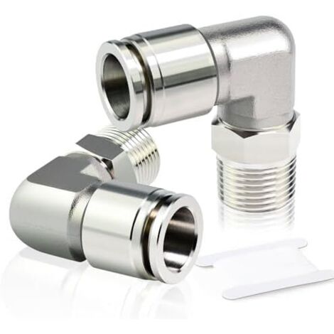 Lot de 2 raccords coudés,acier inoxydable,diamètre 8 mm,pneumatique,système de tuyauterie,industrie