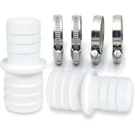 Lot de 2 raccords de tuyau avec colliers de serrage - Adaptateur de tuyau de piscine - Double embout de tuyau (2 x 32 à 38 mm)