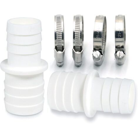 Lot de 2 raccords de tuyau avec colliers de serrage - Adaptateur de tuyau de piscine - Double embout de tuyau (2 x 32 à 38 mm)
