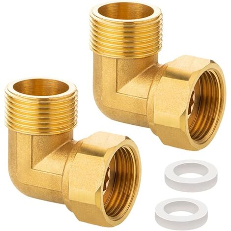 Lot de 2 raccords mobiles en laiton, 1" AG x 1" IG, raccord coudé DN25 à 90° pour eau et chauffage central