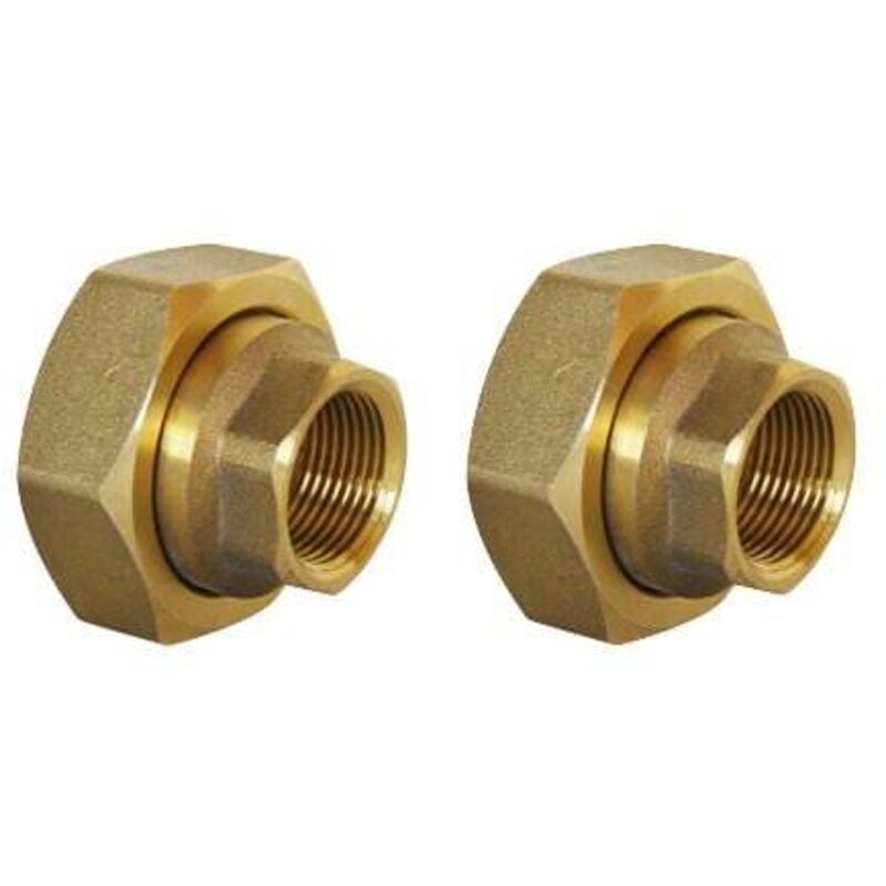 Lot de 2 raccords union en laiton pour circulateur G1'1/2' (40/49) - sortie Femelle 1/2' (15/21) Thermador