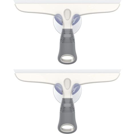 Lot de 2 raclettes en silicone avec support à ventouse, raclettes multi-usages pour vitres, pare-brise, fenêtres, portes de douche, salle de bain, raclettes tout usage