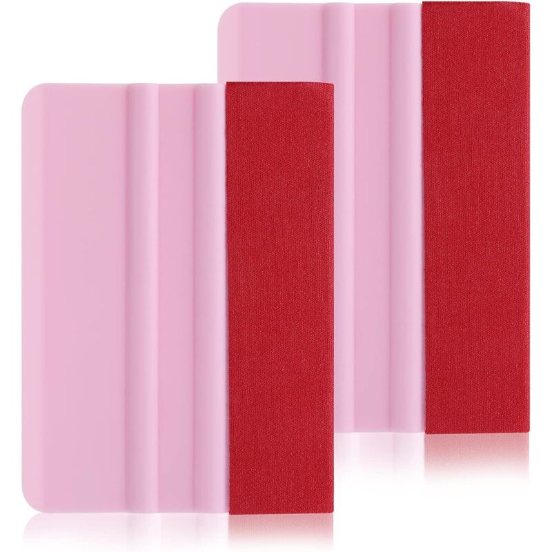 Lot de 2 raclettes en vinyle pour enlever les bulles - 10,2 cm - Avec chiffon en feutre doux - Pour film vinyle de voiture, fenêtre, papier peint,