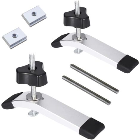 Lot de 2 Rail - Aluminium T-Track Clamp T Track Jeu de pinces de maintien à action rapide en métal, pour outil de travail du bois T-Slot