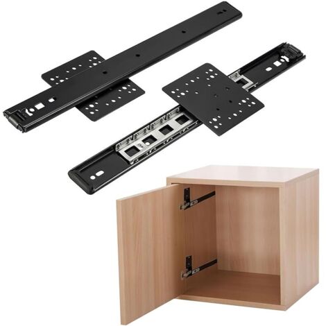 Lot de 2 rails coulissants cachés pour porte d'armoire, de 30 à 70 cm, pour porte d'armoire, guidage à billes, montage latéral, glissières de porte escamotable, ferrures de porte coulissante pour