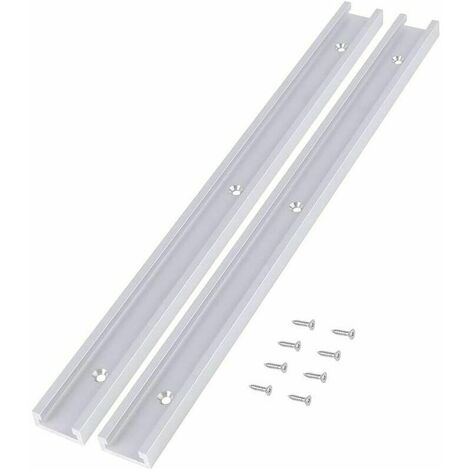 Lot de 2 rails en T pour rail de serrage, fente de fixation, bord droit, en alliage d'aluminium, poigne de verrouillage avec 8 vis autotaraudeuses, pour le travail du bois, toupie-scie