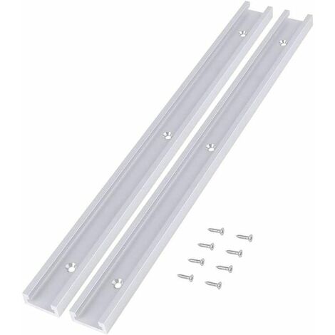 Lot de 2 rails en T pour rail de serrage, fente de fixation, bord droit, en alliage d'aluminium, poign��e de verrouillage avec 8 vis autotaraudeuses, pour le travail du bois, toupie-scie