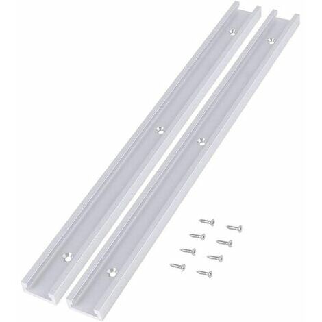 Lot de 2 rails en T pour rail de serrage, fente de fixation, bord droit, en alliage d'aluminium, poignée de verrouillage avec 8 vis autotaraudeuses, pour le travail du bois, toupie-scie