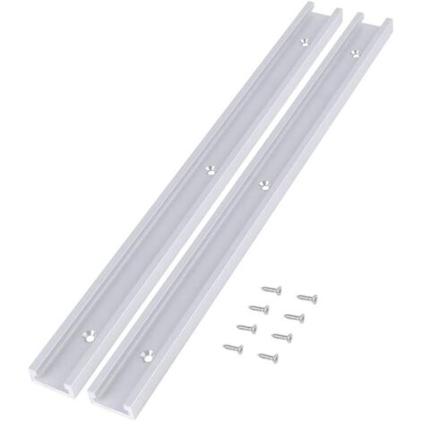 Lot de 2 rails en T pour rail de serrage, fente de fixation, bord droit, en alliage d'aluminium, poignée de verrouillage avec 8 vis autotaraudeuses, pour le travail du bois, toupie-scie